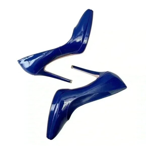 BCGBeneration Pointy Toe Pumps High Heel Platform Stilettos Cobalt Blue Size 7 - Picture 15 of 16